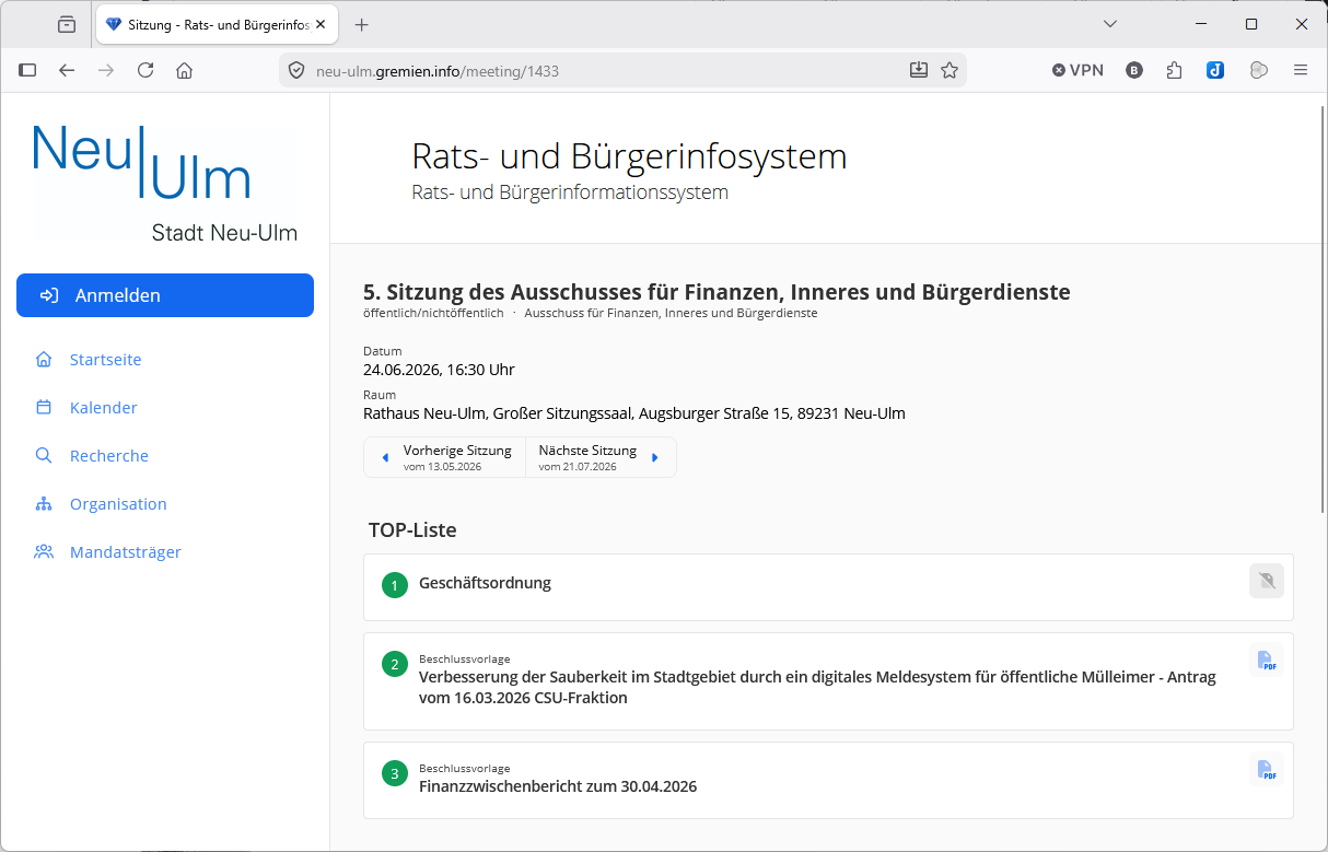 Themen der nächsten Sitzungswoche