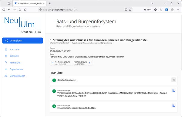 Themen der nächsten Sitzungswoche